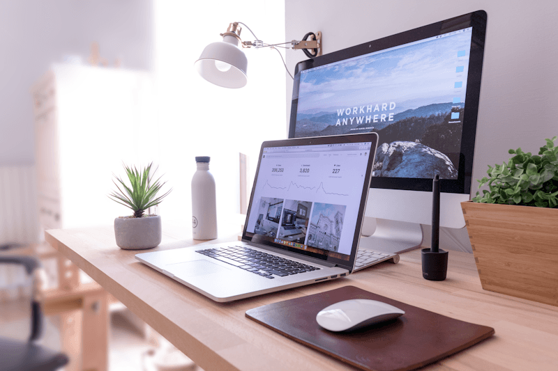Bright workspace with a laptop