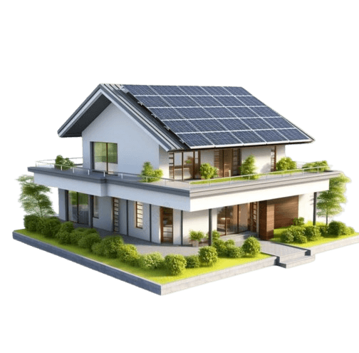 A modern property with a completed rooftop solar installation