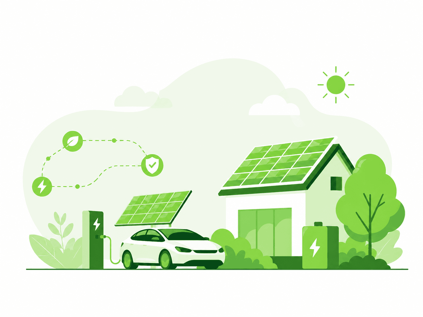 Illustration of a solar-powered property