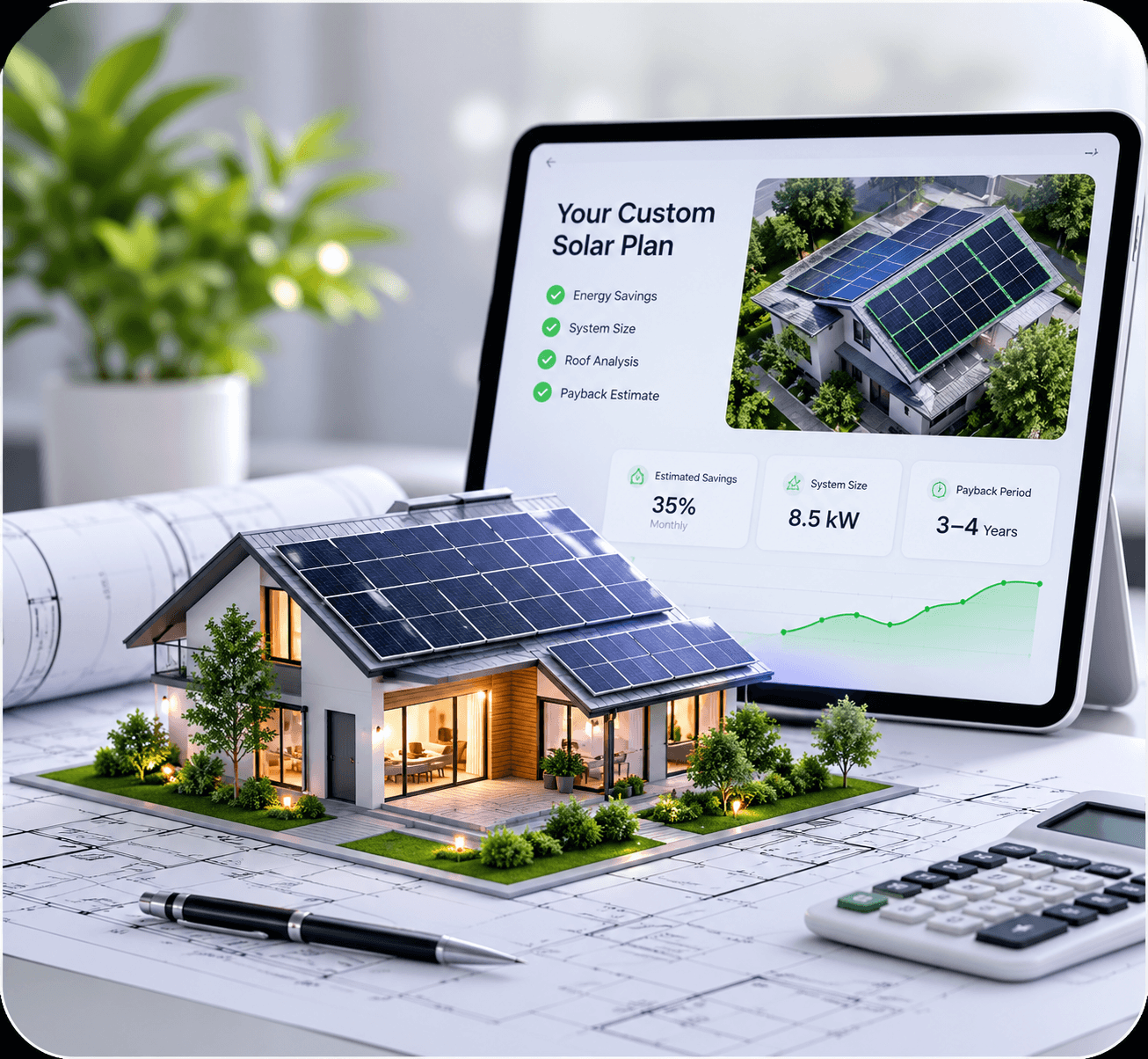 A property fitted with a personalized rooftop solar solution