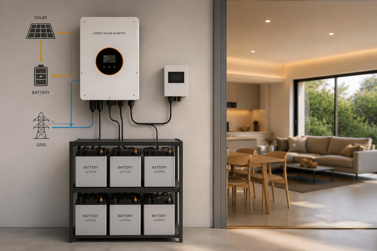 Hybrid solar and battery system