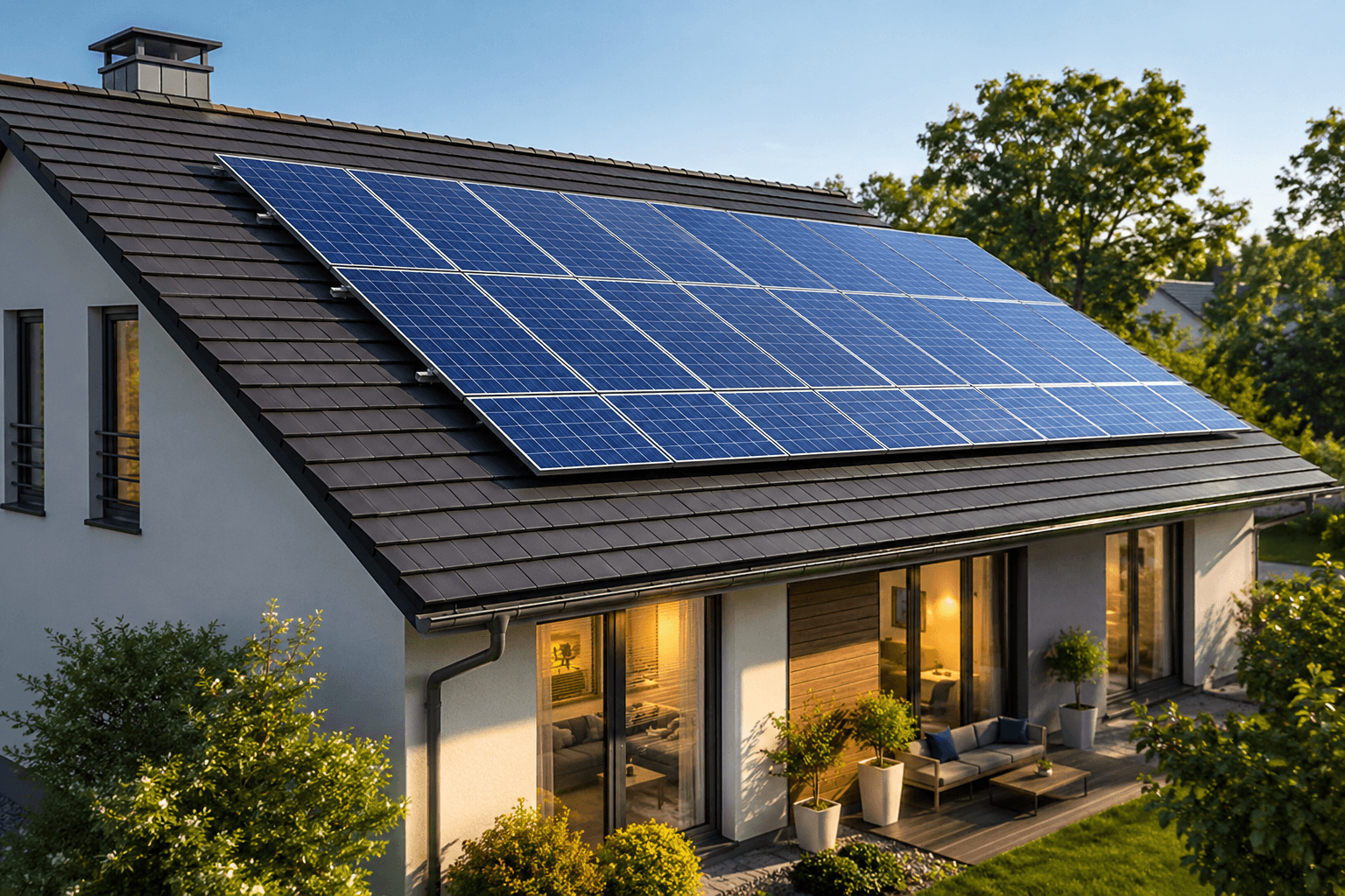 Home with a rooftop solar installation